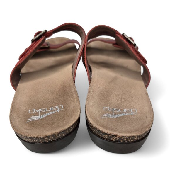 Dansko Rosie Red Leather Sandals Women's Buckled Strap Slide Strappy Summer 41 - Picture 4 of 8